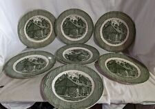 Set of 7 Royal The Old Curiosity Shop Made in USA 10" Dinner Plates Green for sale  Shipping to South Africa