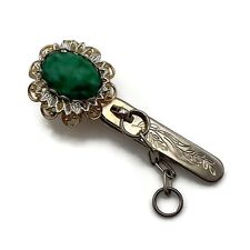 Vintage King’s Key Finder Los Angeles Two Tone Green Cabochon Purse Key Clip for sale  Shipping to South Africa