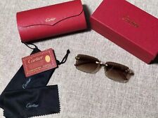 Gafas de sol Cartier para hombre sin montura gafas de madera lentes doradas té 145 mm segunda mano  Embacar hacia Argentina