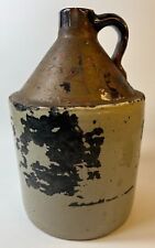 VINTAGE GLAZED STONEWARE WHISKEY JUG 2-TONED PAINTED DISTRESSED GOLD AND BLACK for sale  Shipping to South Africa