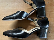 Bally Shoes Black Leather Snake Spectator Heels Size 8.5 M Buckle Strap Italy for sale  Shipping to South Africa