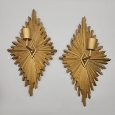 Rare MCM Hollywood Syroco Wood Gold Starburst Candle Holder, used for sale  Shipping to South Africa