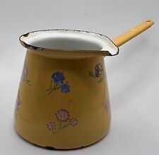 Cafeteira/aquecedor vintage floral amarelo esmalte turco 30 oz, usado comprar usado  Enviando para Brazil