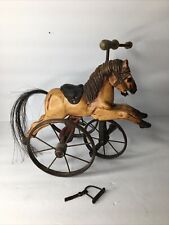 Vintage madeira cavalo triciclo brinquedo mão esculpida sela de couro comprar usado  Enviando para Brazil