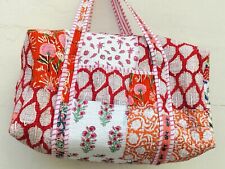 Sacolas de viagem multicoloridas com estampa de bloco de mão, bolsa de algodão puro com estampa floral comprar usado  Enviando para Brazil