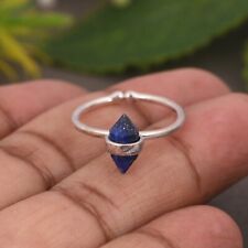 Anillo de lapislázuli de punta áspera plata esterlina 925 cristal curativo joyería regalo segunda mano  Embacar hacia Argentina