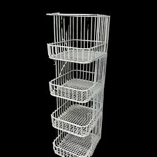 Vintage White Coated Metal 4 Tier Stacking Vegetable Fruit Baskets Rack Stand for sale  Shipping to South Africa