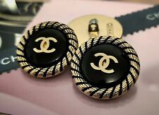 6 Chanel Stamped Round Black Gold CC Buttons 24mm Set of 6 for sale  Shipping to South Africa