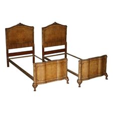PAIR OF ANTIQUE BURR WALNUT CIRCA 1900 SINGLE BEDSTEADS BED FRAMES PART SUITE for sale  Shipping to South Africa