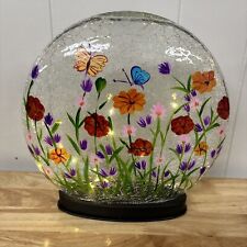 LED Accent Light (Crackled Glass) Flowers 9.5" Battery Operated Hand Painted for sale  Shipping to South Africa