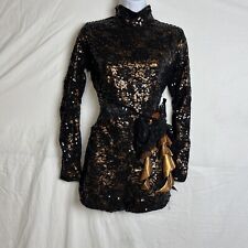 Weissman Women's Black Long Sleeve Sequin Unitard Dance Costume for sale  Shipping to South Africa