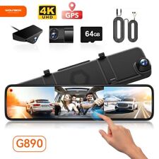 WOLFBOX 4K UHD Car DVR Rearview Mirror 3 Channel Cameras Touch Screen DashCam for sale  Shipping to South Africa