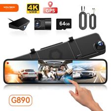 Espejo trasero para automóvil DVR WOLFBOX 4K UHD de 3 canales cámaras pantalla táctil cámara de tablero segunda mano  Embacar hacia Argentina