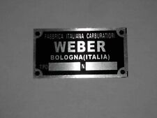 WEBER CARBURETORS ALLUMINUM IDENTIFICATION LABEL for sale  Shipping to South Africa