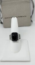 David Yurman prata esterlina 12X16 Wheaton com ônix preta e anel de diamante S8.5 comprar usado  Enviando para Brazil