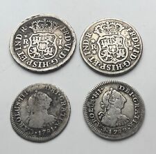 1753-1782 Colonia Española Monedas de Plata Real y Medio Real x 4 segunda mano  Embacar hacia Mexico