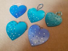 5 Wooden Blue Hearts , used for sale  Shipping to South Africa
