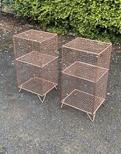 A Pair Of Industrial Style Metal Mesh Caged Bedside Cabinets On Hairpin Legs for sale  Shipping to South Africa