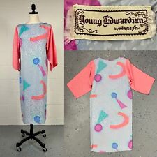 Vestido justo de cetim vintage anos 80 geométrico pastel design Memphis jovem eduardiano 8 comprar usado  Enviando para Brazil