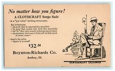Cartão postal Boynton-richards anúncio loja de roupas masculinas Amboy Illinois 1930, usado comprar usado  Enviando para Brazil