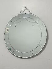 VTG Deco 1930’s Frameless Bevelled edge 18” Round Venetian Style Mirror + Chain, used for sale  Shipping to South Africa