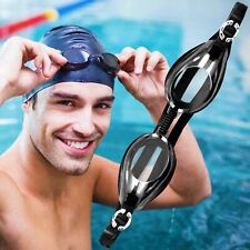 ADULTS BLACK SWIMMING GOGGLES Unisex Mens Womens Adjustable Strap Swim Diving  for sale  DEESIDE