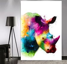 Quadro abstrato colorido rinoceronte emoldurado profundo em tela arte de parede ou pôster impressão comprar usado  Enviando para Brazil