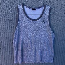 Camiseta masculina Air Jordan regata branca/cinza cimento músculo média sem mangas comprar usado  Enviando para Brazil