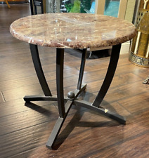 Used, Art Deco Terracotta-Colored Marble Top Round Side Table for sale  Shipping to South Africa