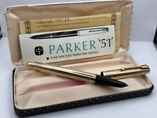 Linda caneta-tinteiro rara vintage Parker 51 folheada a ouro barril e tampa pequena na caixa comprar usado  Enviando para Brazil