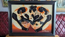 Contemporary African Abstract Oil Painting Three Figures With Baskets for sale  Shipping to South Africa