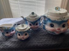 Vintage Lefton Miss Priss Blue Kitty Lot , Cookie Jar 1502,Tea Pot 1516  for sale  Troy