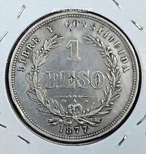 1877 (A) - Moneda Uruguay de 1 Peso - Plata 0.917 -KM# 17 - BAJA ACUÑACIÓN - ¡MUY ESCASA!¡! segunda mano  Embacar hacia Mexico