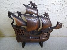 Vintage Cast Metal Spanish Galleon TV Lamp, used for sale  Shipping to South Africa