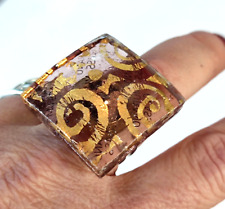 Usado, Ring Quadrat IN Murano-Glas Original Signature Murano Glass Signed Ring segunda mano  Embacar hacia Argentina