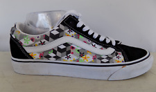 Tênis Vans Old Skool cano baixo com cadarço cubo quadriculado preto branco floral M9/W10.5 comprar usado  Enviando para Brazil