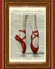 Chinelos de balé vermelhos dicionário arte impressão bailarina sapatos de dança presente dançarina  comprar usado  Enviando para Brazil