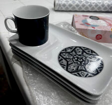 Retro Sango Aquarius snack set cup & plate black & white star paisley mandela  for sale  Shipping to South Africa