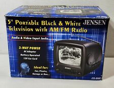 Used, Jensen J53-BWR 5" Portable Black & White TV CRT AM FM Radio Retro Television  for sale  Shipping to South Africa