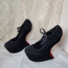 Used, Bumper Black 6"Wedge Heel Less 2.5"Platform Round Toe Sexy Shoe Women Size 10 for sale  Shipping to South Africa