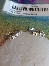 Silver Hoop Genuine  Diamond  earrings. , used for sale  LEICESTER