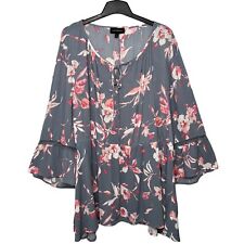 Usado, Lane Bryant Floral Tropical Flutter Croche Manga Camadas Decote V Rosa Cinza 26/28 comprar usado  Enviando para Brazil