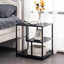 Side Table Black Industrial Coffee End Table Metal Frame Bedside Table Storage for sale  Shipping to South Africa