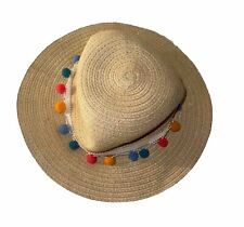 Usado, Sombrero de Paja de Papel Capelli Pom Pom Sol Sombrero de Playa Flojo Dorado Brillo Talla Única B118 segunda mano  Embacar hacia Argentina
