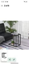 Black Marble Sofa End Table C- Shaped Metal Frame Narrow Snack Modern Side Unit, used for sale  Shipping to South Africa