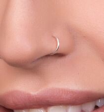 925 Sterling Silver Thin Nose Ring Hoop Small 6mm 8mm  for sale  Shipping to South Africa