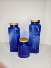 blue canisters glass 3 cobalt for sale  Lock Haven