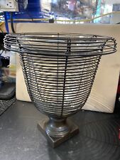 Vintage Wire Art Vase with Glass Insert 12” Tall By 10” Rim With Cast Iron Base for sale  Shipping to South Africa