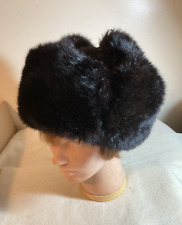 Chapéu de pele de castor masculino antigo forrado com colcha estilo soldado russo abas de orelha preto 21" comprar usado  Enviando para Brazil