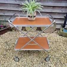 Used, Vintage Retro Folding Chrome Metal 2 Tier Hostess Serving Tea Drinks Gin Trolley for sale  Shipping to South Africa